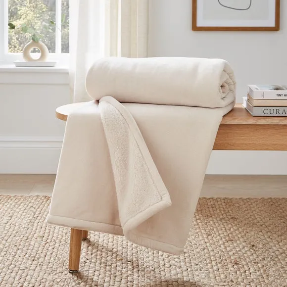 Double-Sided Throw Blanket - Natural, Chenille