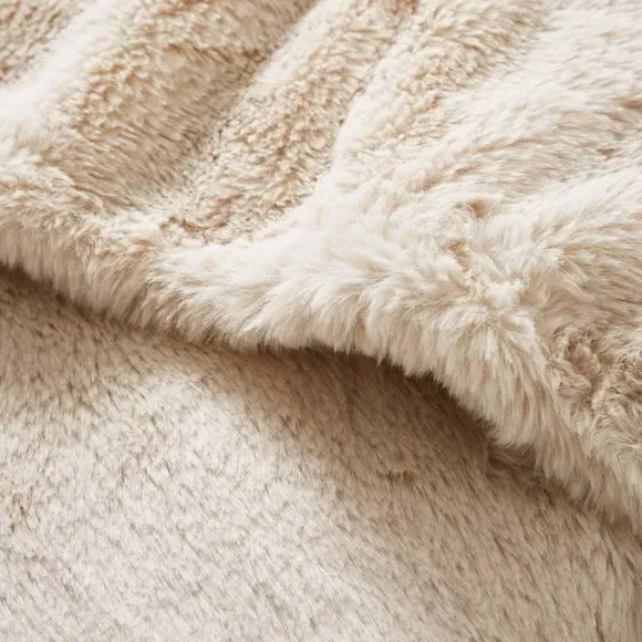 Double Sided Throw Blanket - Natural, Faux Fur