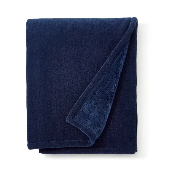 Double-Sided Throw Blanket - Navy, Chenille