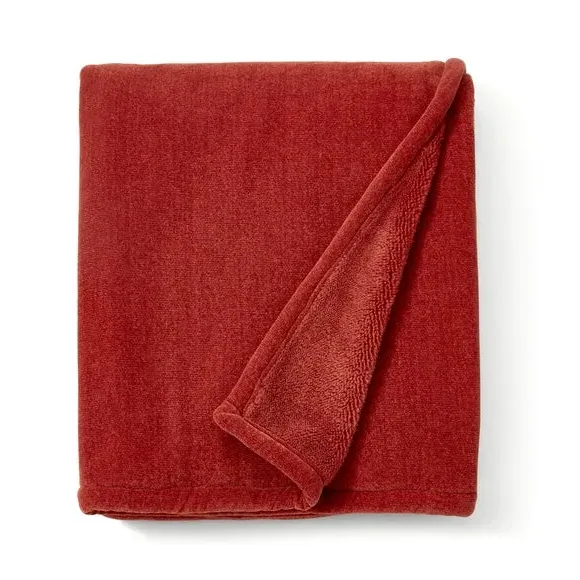 Double-Sided Throw Blanket - Orange, Chenille