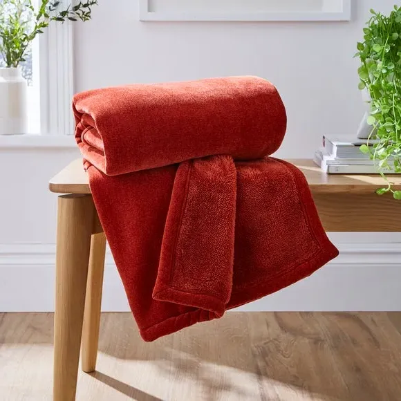 Double-Sided Throw Blanket - Orange, Chenille