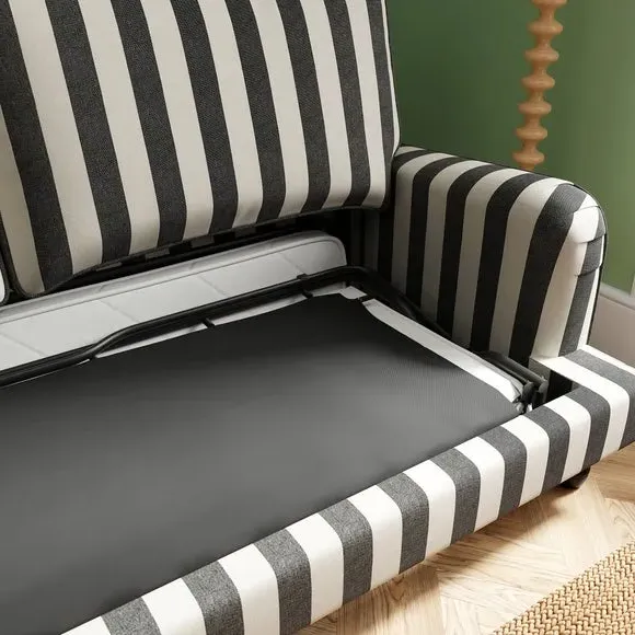 Double Sofa Bed with Storage - Black, Fabric