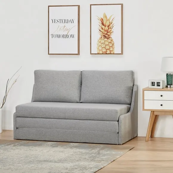 Double Sofa Bed with Storage - Grey, Fabric