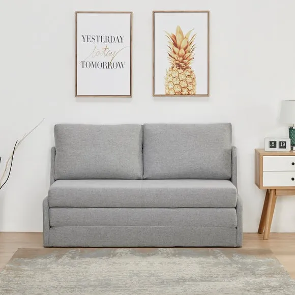 Double Sofa Bed with Storage - Grey, Fabric