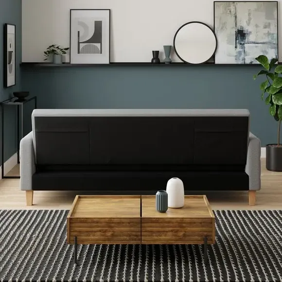Double Sofa Bed with Storage - Grey, Flatweave