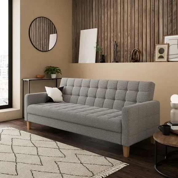 Double Sofa Bed with Storage - Grey, Flatweave image