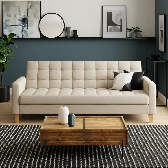Double Sofa Bed with Storage - Natural, Flatweave
