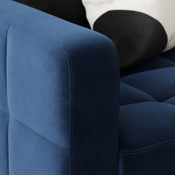Double Sofa Bed with Storage - Navy, Velvet