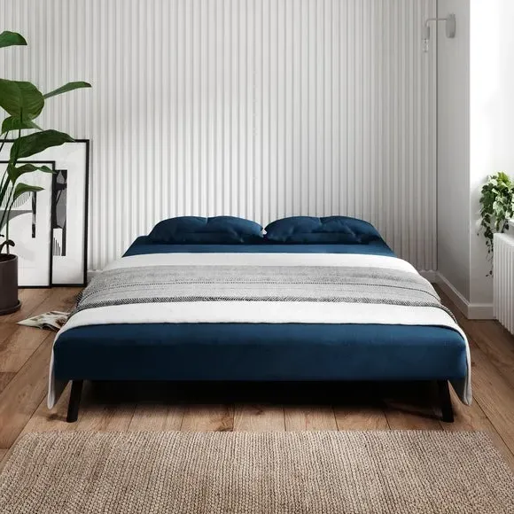 Double Sofa Bed with Storage - Navy, Velvet