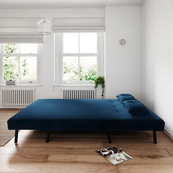 Double Sofa Bed with Storage - Navy, Velvet