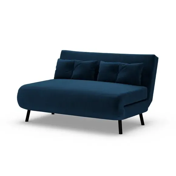 Double Sofa Bed with Storage - Navy, Velvet