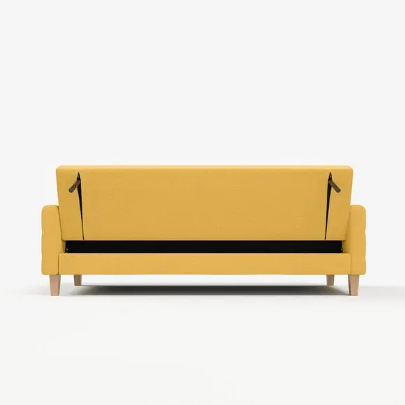 Double Sofa Bed with Storage - Ochre, Fabric