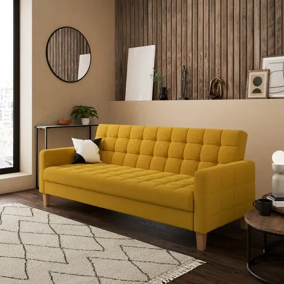 Double Sofa Bed with Storage - Ochre, Fabric image
