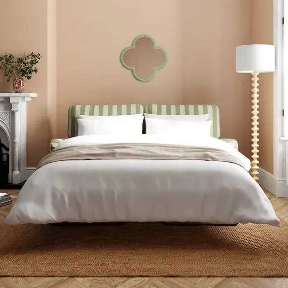 Double Sofa Bed with Storage - Olive, Fabric
