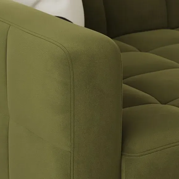 Double Sofa Bed with Storage - Olive, Velvet