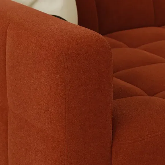 Double Sofa Bed with Storage - Orange, Velvet