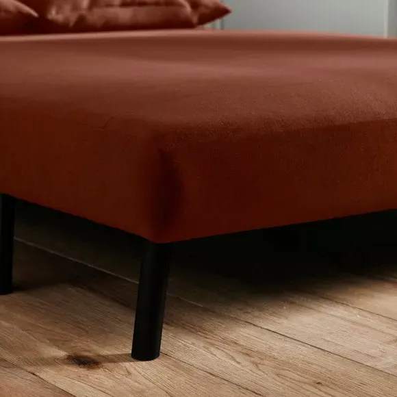 Double Sofa Bed with Storage - Orange, Velvet