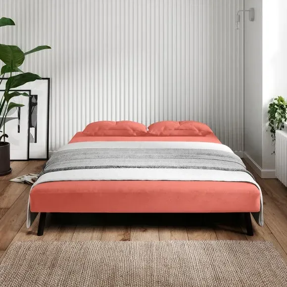 Double Sofa Bed with Storage - Pink, Velvet