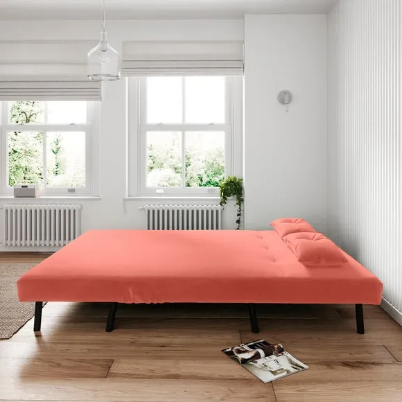 Double Sofa Bed with Storage - Pink, Velvet