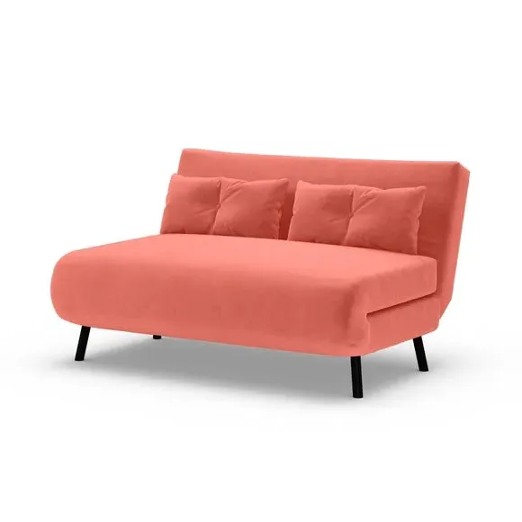 Double Sofa Bed with Storage - Pink, Velvet