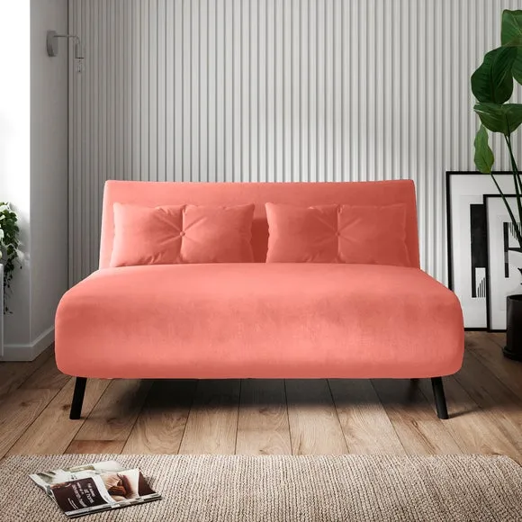 Double Sofa Bed with Storage - Pink, Velvet