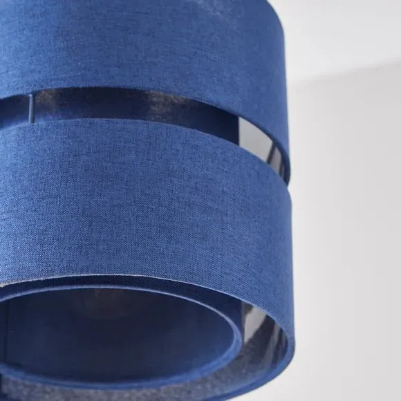 Double Tier Lamp Shade - Blue, Fabric