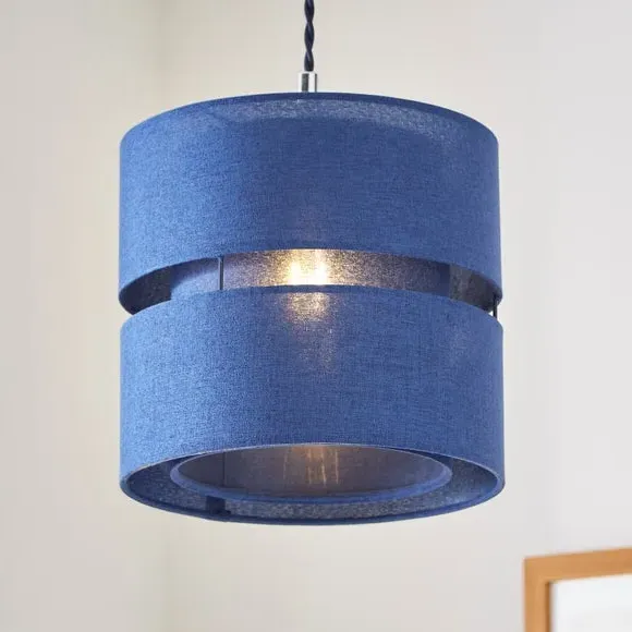 Double Tier Lamp Shade - Blue, Fabric image