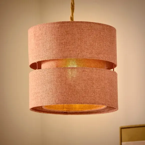 Double Tier Lamp Shade - Clay, Fabric