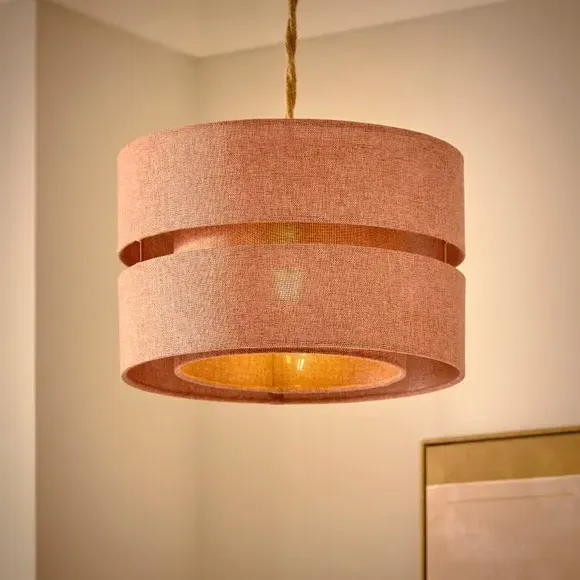 Double Tier Lamp Shade - Clay, Fabric