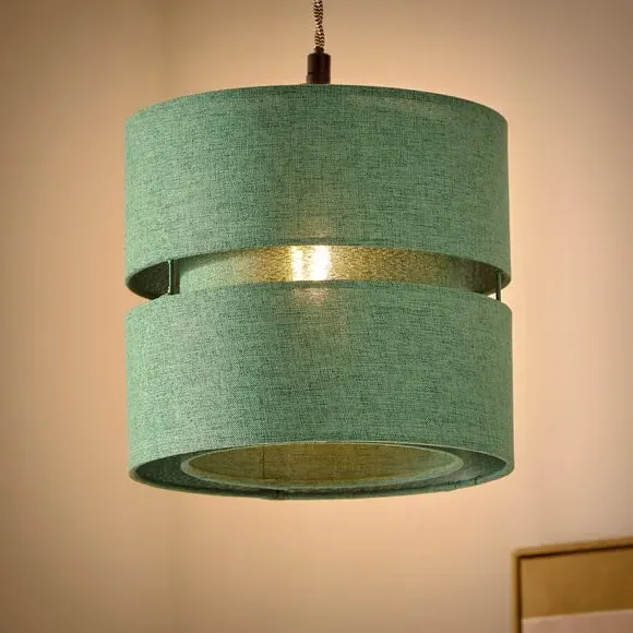 Double Tier Lamp Shade - Emerald, Fabric