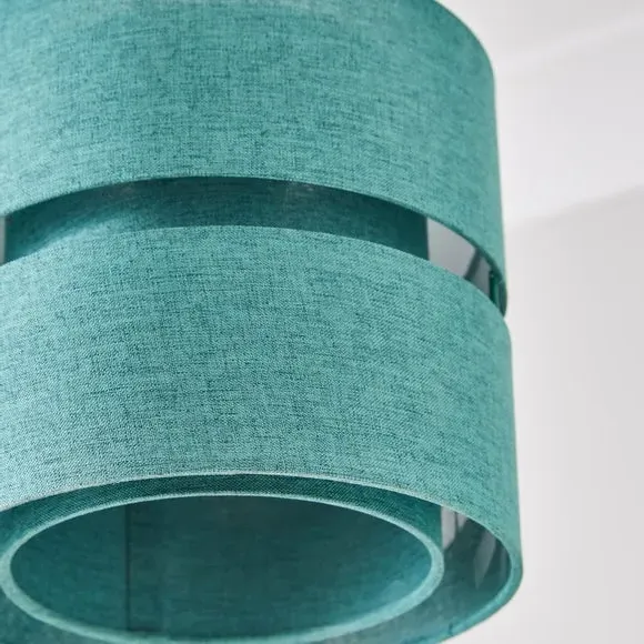 Double Tier Lamp Shade - Emerald, Fabric