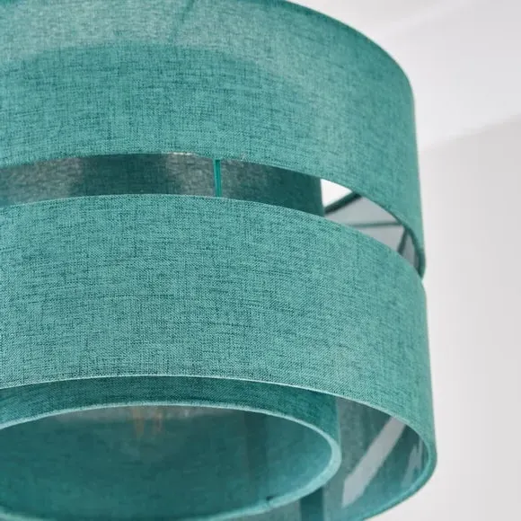 Double Tier Lamp Shade - Emerald, Fabric