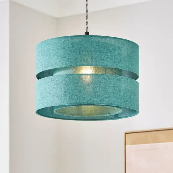 Double Tier Lamp Shade - Emerald, Fabric