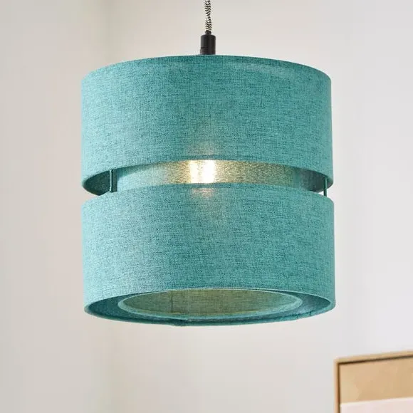 Double Tier Lamp Shade - Emerald, Fabric