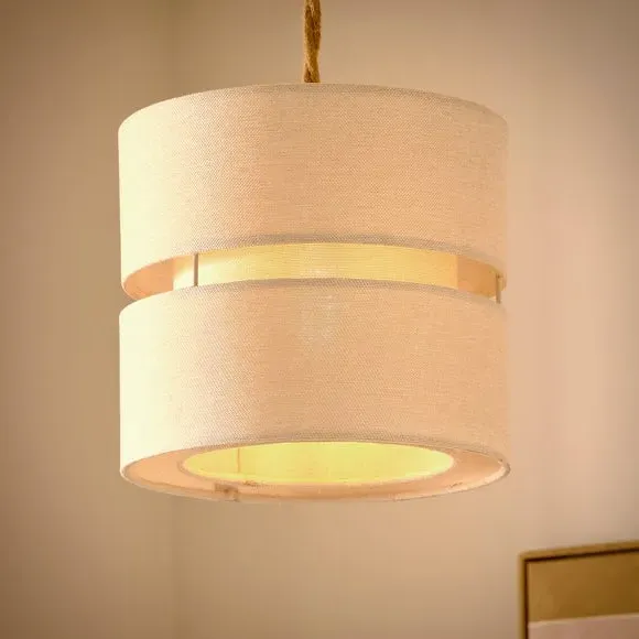 Double Tier Lamp Shade - Ivory, Fabric