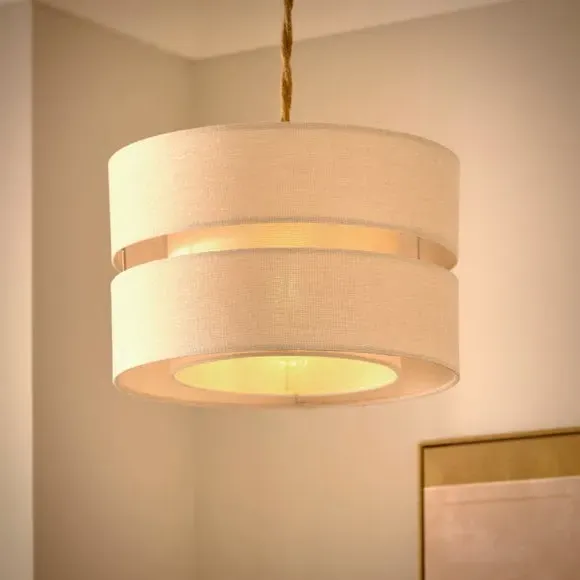 Double Tier Lamp Shade - Ivory, Fabric