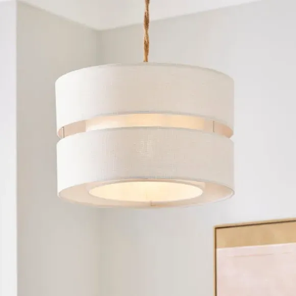 Double Tier Lamp Shade - Ivory, Fabric