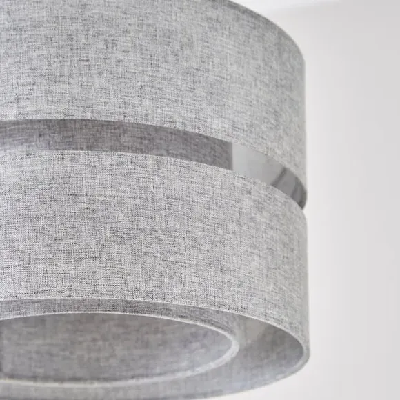 Double Tier Lamp Shade - Light Grey, Fabric