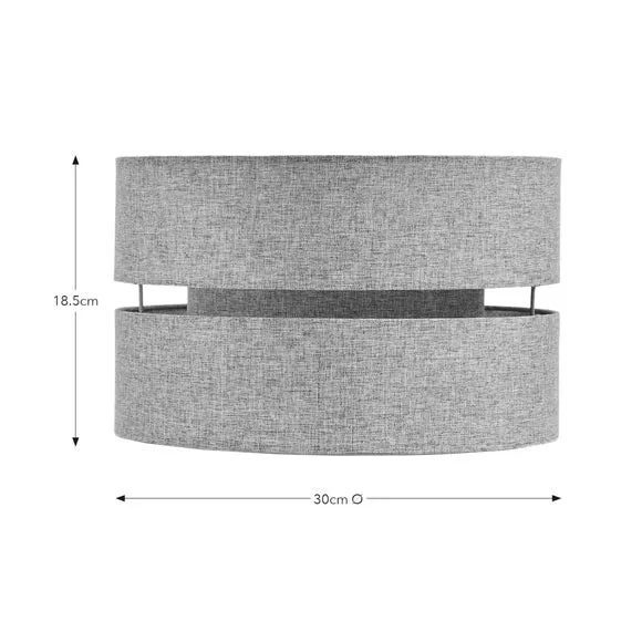 Double Tier Lamp Shade - Light Grey, Fabric