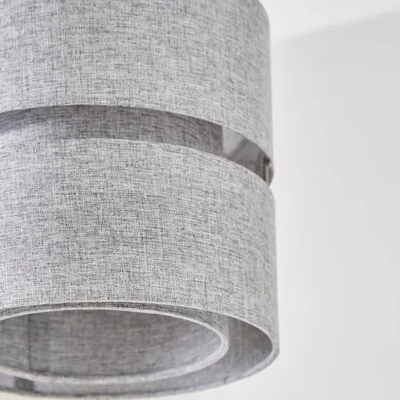 Double Tier Lamp Shade - Light Grey, Fabric