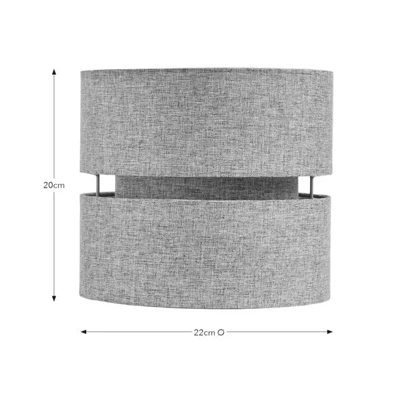 Double Tier Lamp Shade - Light Grey, Fabric