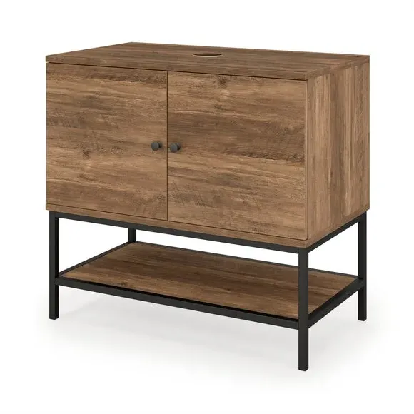 Double Vanity Unit with Storage - Pine Effect