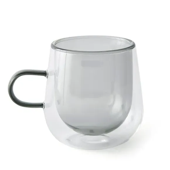 Double Wall Glass Mug - Black, Glass
