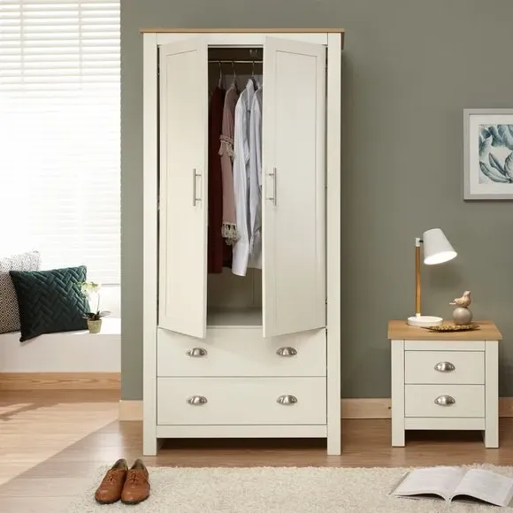 Double Wardrobe Shaker Style - Cream, Foiled