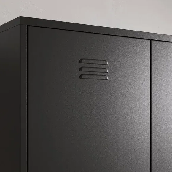 Double Wardrobe with Adjustable Shelves - Black, Metal