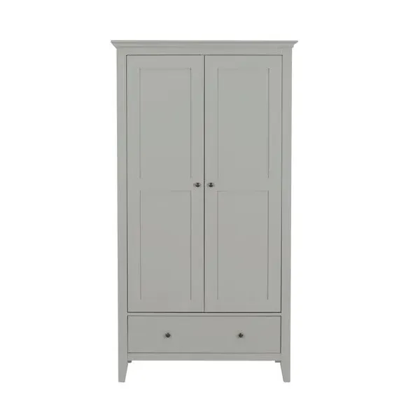 Double Wardrobe with Drawer - Grey, Wood