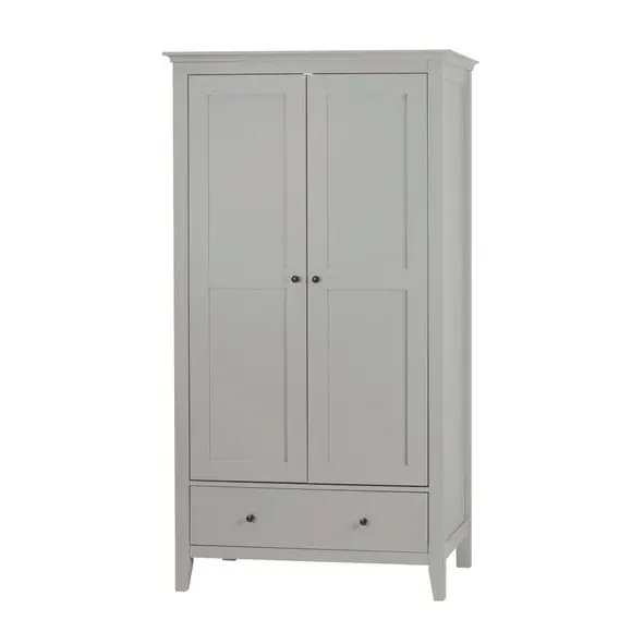 Double Wardrobe with Drawer - Grey, Wood