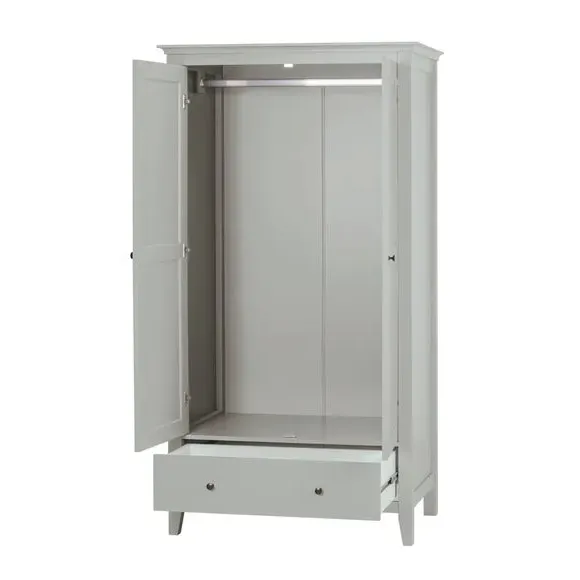 Double Wardrobe with Drawer - Grey, Wood