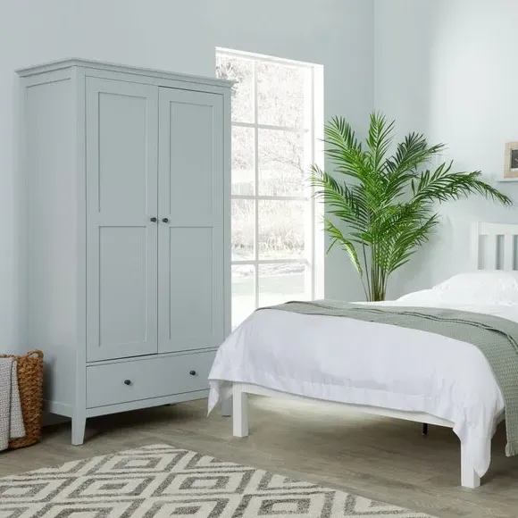 Double Wardrobe with Drawer - Grey, Wood image
