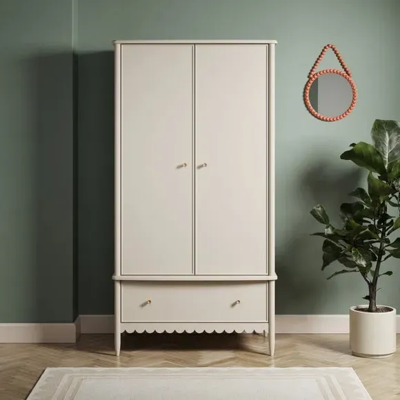 Double Wardrobe with Drawer - Natural, Wood image